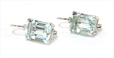 Lot 118 - A pair of white gold aquamarine and diamond earrings
