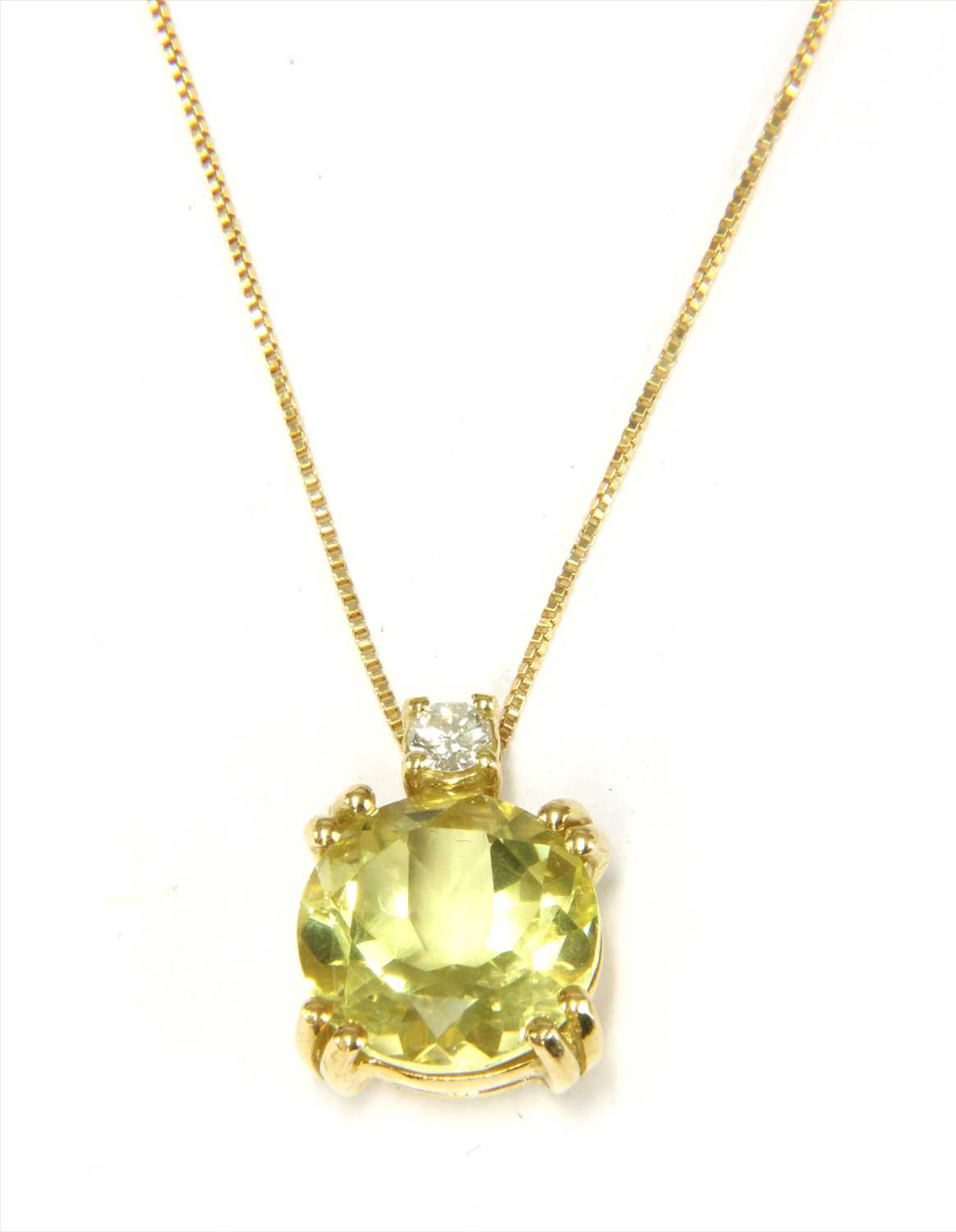 Lot 152 - An Italian gold citrine and diamond pendant