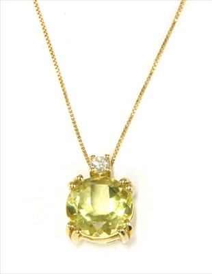 Lot 152 - An Italian gold citrine and diamond pendant