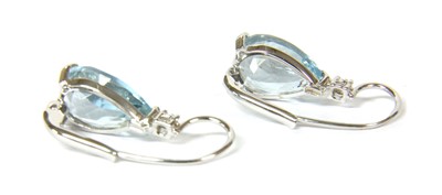 Lot 128 - A pair of white gold aquamarine and diamond earrings