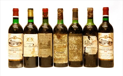 Lot 174 - Assorted Red Bordeaux to include: Château Dauzac, 1966, one bottle, and six others