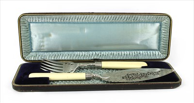 Lot 80B - A cased pair of fish servers