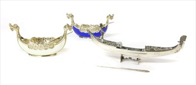 Lot 84 - A pair of Norwegian novelty silver and enamel salts