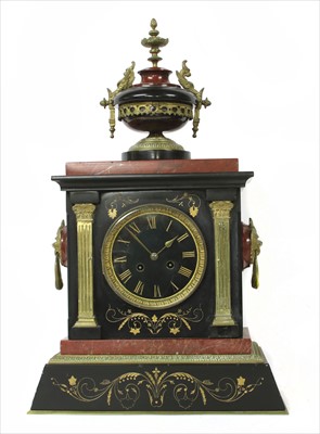Lot 389 - A Victorian marble mantel clock