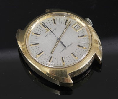 Lot 377 - A gentlemen's gold-plated Jaeger-LeCoultre 'Master-Quartz' strap watch