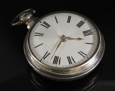 Lot 331 - A sterling silver pair cased pocket watch