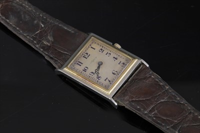 Lot 353 - A gentlemen's Art Deco 18ct two colour gold Asprey mechanical strap watch, c.1928