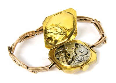 Lot 184 - A ladies' 9ct gold mechanical bracelet watch