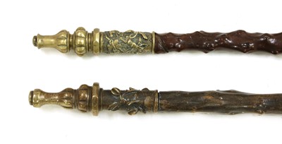 Lot 47 - Two Chinese rootwood opium pipes