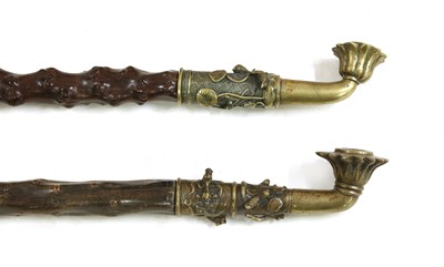 Lot 47 - Two Chinese rootwood opium pipes