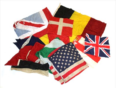 Lot 182A - A box of original WWII and later flags
