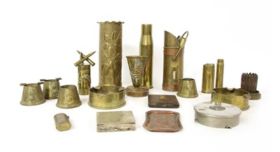 Lot 147 - A collection of World War One and later 'Trench Art' smoking accesories