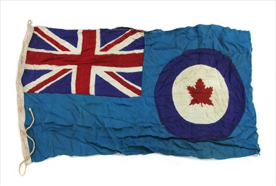 Lot 157 - A large linen WW2 RAF Canadian Ensign Airfield flag