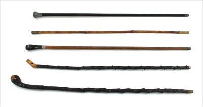 Lot 406 - Four walking sticks and a swagger stick