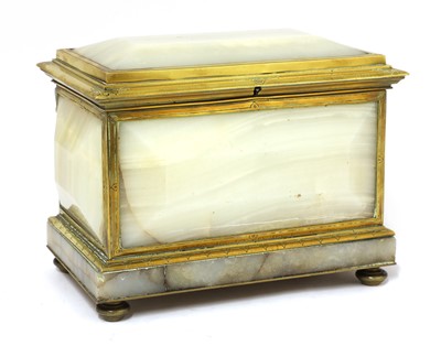 Lot 638 - An engraved brass-mounted alabaster casket