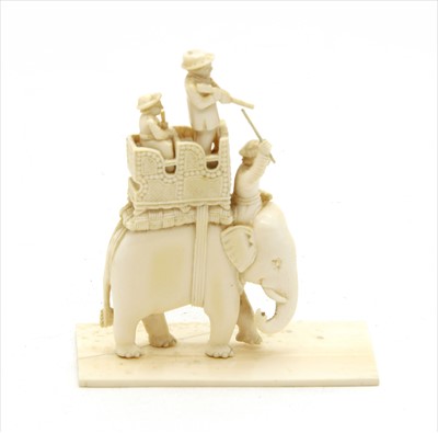 Lot 206 - An Indian carved ivory elephant group