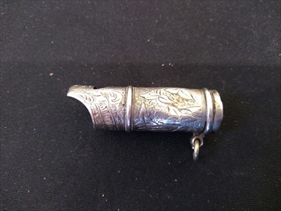 Lot 122 - A Victorian silver whistle form vesta case