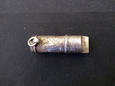 Lot 122 - A Victorian silver whistle form vesta case