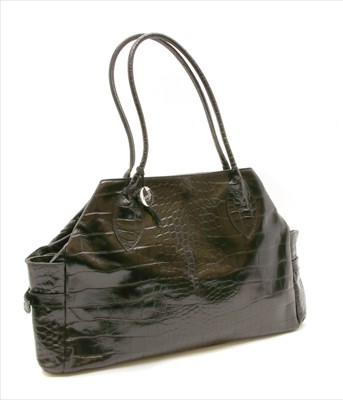 Lot 1014 - A Furla crocodile embossed patent leather tote bag