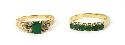 Lot 35 - A gold emerald and diamond ring