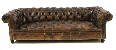 Lot 529 - A leather Chesterfield settee