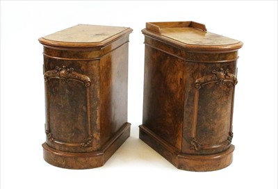 Lot 493 - A pair of Victorian bow front bedside cupboards