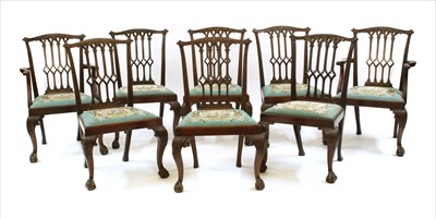 Lot 572 - A set of eight (six and two) mahogany dining chairs