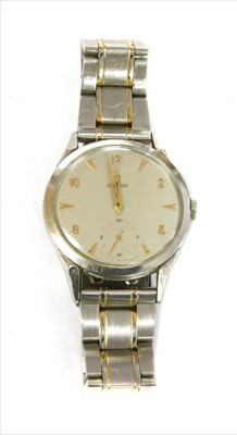 Lot 199 - A gentlemen's stainless steel Omega mechanical bracelet watch, c.1950