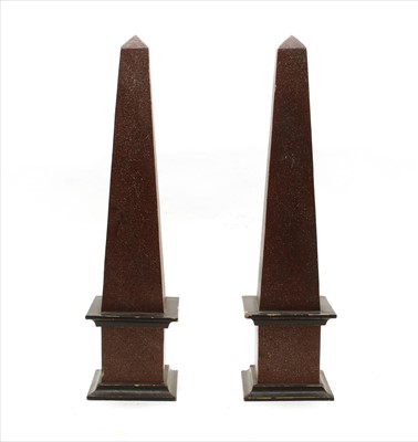 Lot 361 - A pair of faux porphyry obelisks