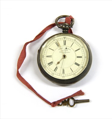 Lot 95 - A large sterling silver open-faced chronograph pocket watch