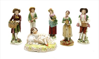 Lot 251 - Two pairs of Continental 'Fruit Seller' figures