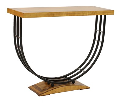 Lot 351 - An Art Deco-style walnut and maple console table