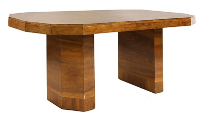 Lot 381 - An Art Deco burr walnut dining table