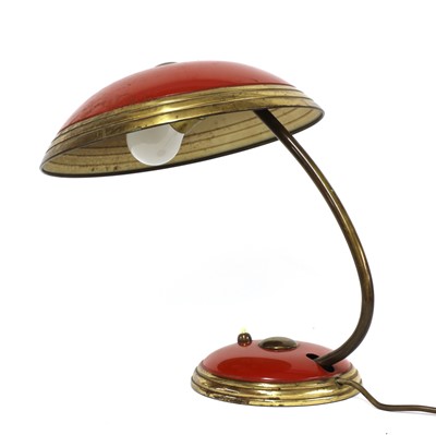 Lot 184 - An Helo red enamel brass deck lamp