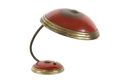 Lot 184 - An Helo red enamel brass deck lamp