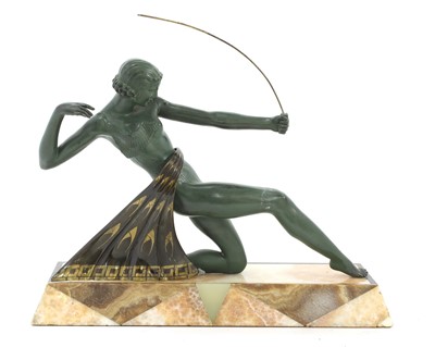 Lot 389 - An Art Deco patinated spelter centrepiece