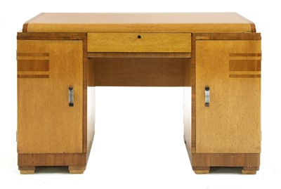 Lot 373 - An Art Deco bird's-eye maple and walnut inlaid desk