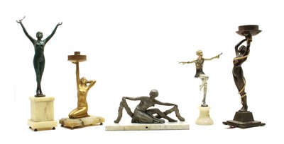 Lot 236 - Five various Art Deco and figures figures and table lamps