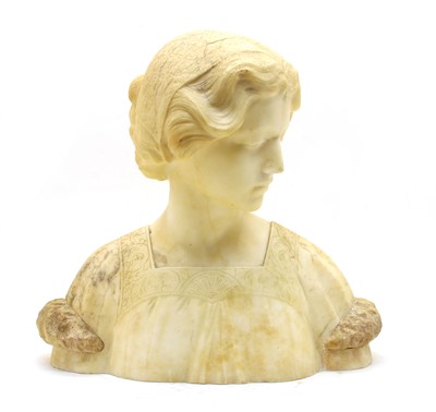 Lot 246 - An Art Nouveau alabaster bust of a young lady