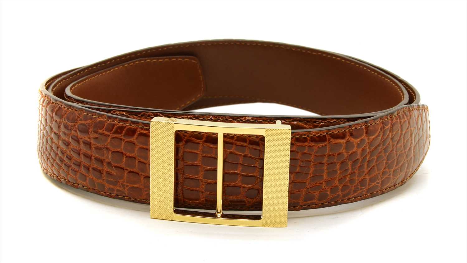 Lot 1142 - A Canali brown crocodile leather belt
