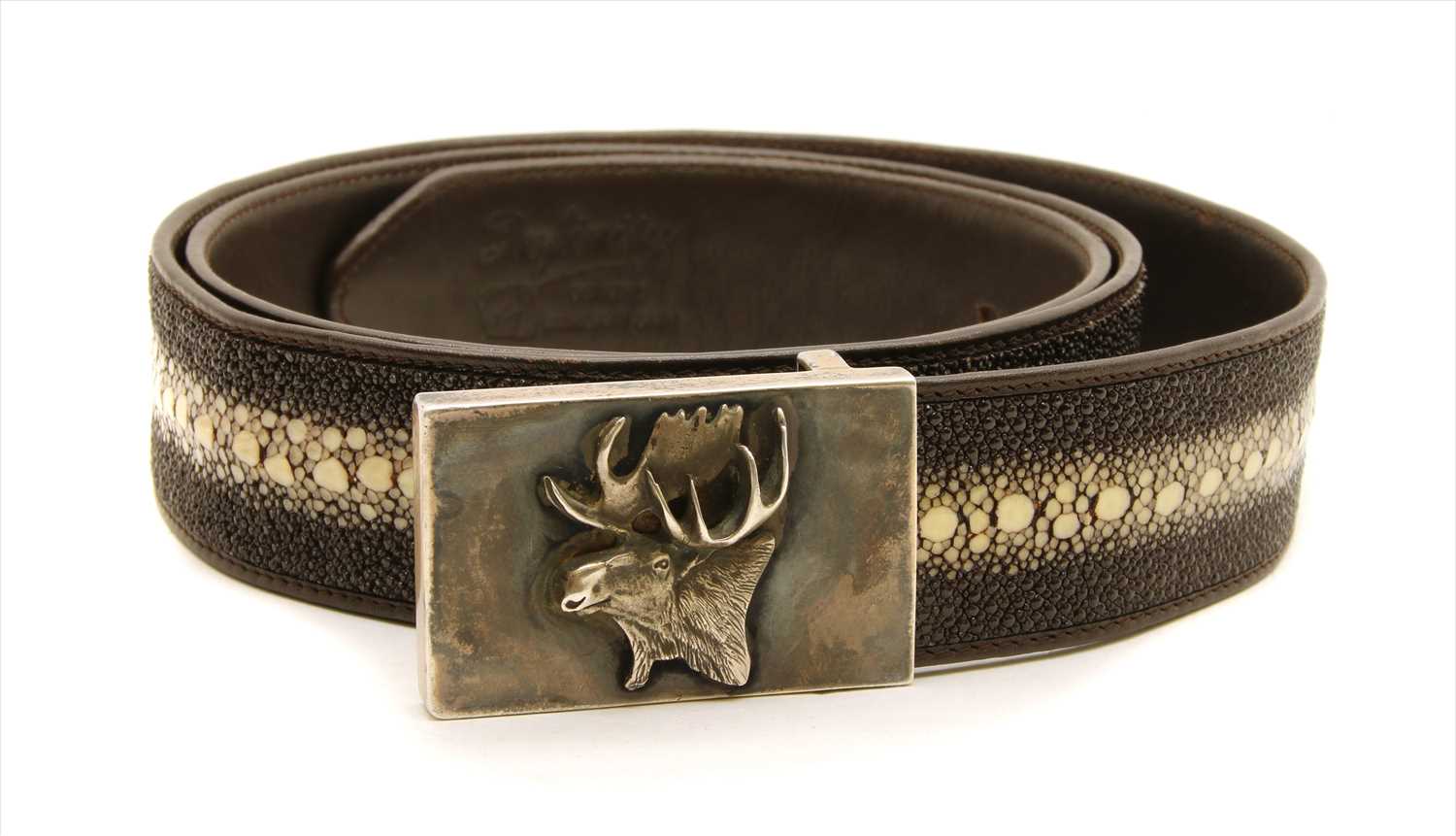 Lot 1144 - An Infinity gentleman's brown leather stingray belt