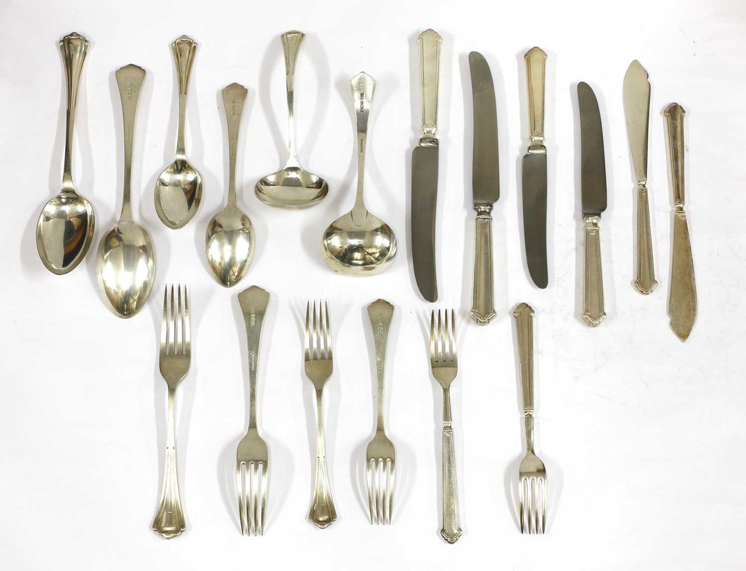 Lot 61 - A George V silver canteen of cutlery