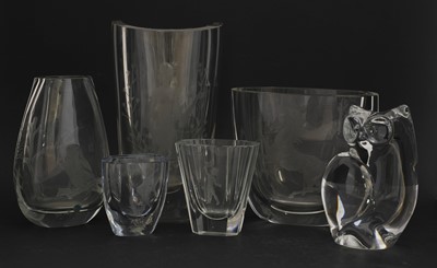 Lot 476 - Two Whitefriars clear glass vases