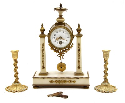 Lot 249 - An early 20th century small white marble and ormolu clock AF
