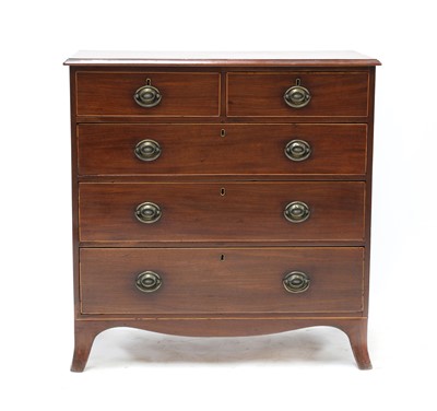 Lot 548 - A George III mahogany and boxwood strung caddy top chest