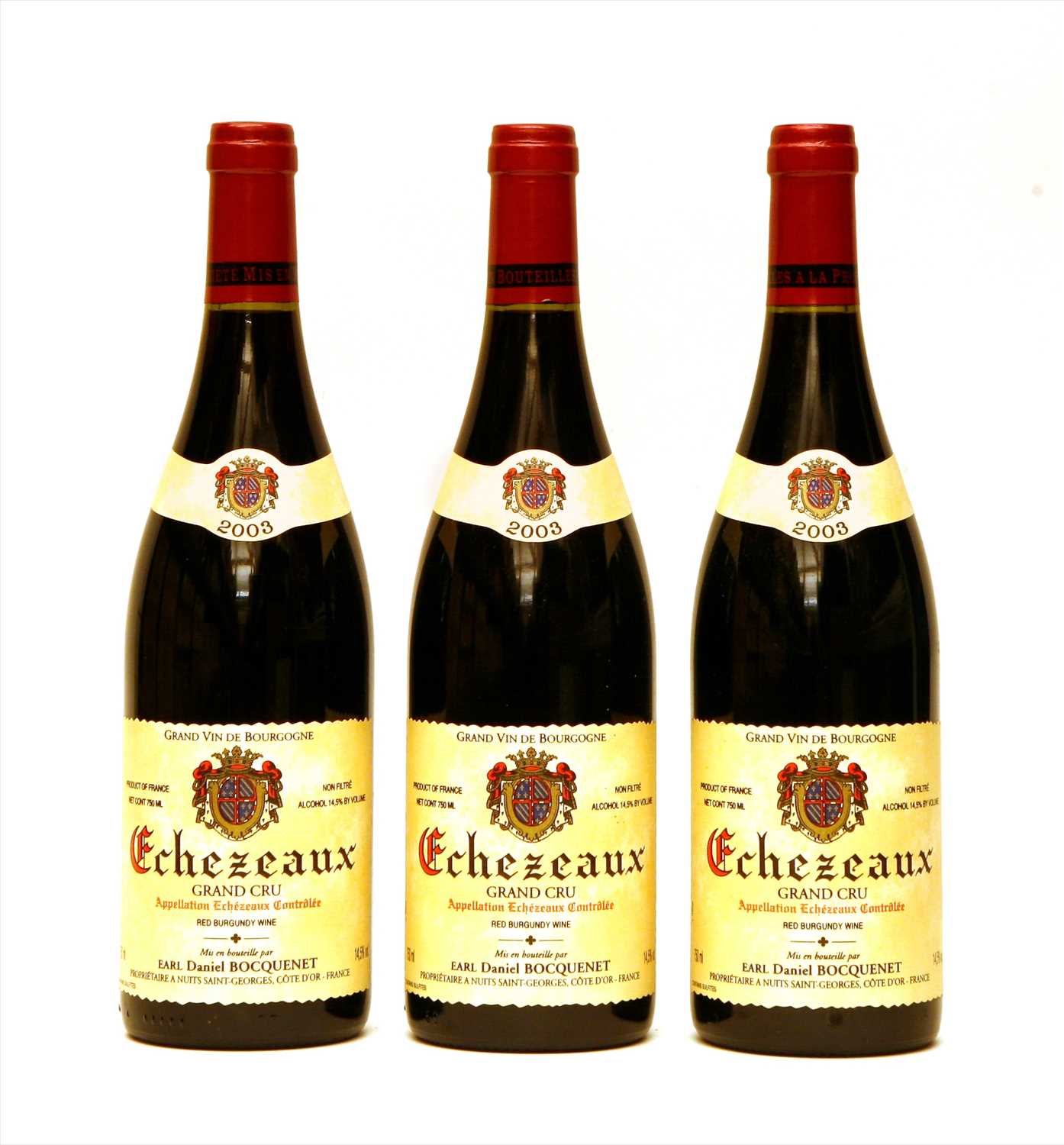Lot 158 - Earl Daniel Bocquenet, Exchezeaux, Grand Cru, 2003, three bottles