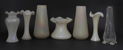 Lot 86 - A pair of Kralik pearlescent glass vases