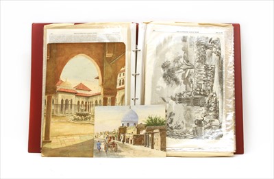 Lot 343 - A folio of watercolours, prints and mica paintings