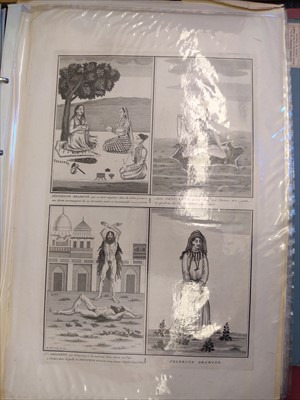 Lot 343 - A folio of watercolours, prints and mica paintings