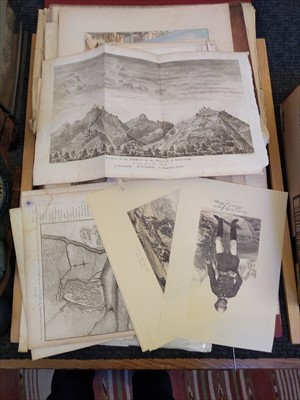 Lot 343 - A folio of watercolours, prints and mica paintings